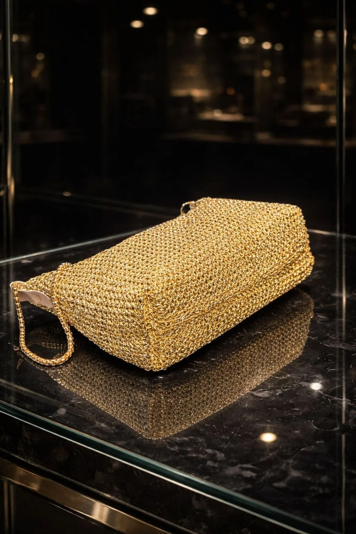 Katusa Women's Glittering Mesh Knitted Chain Hand and Shoulder Bag