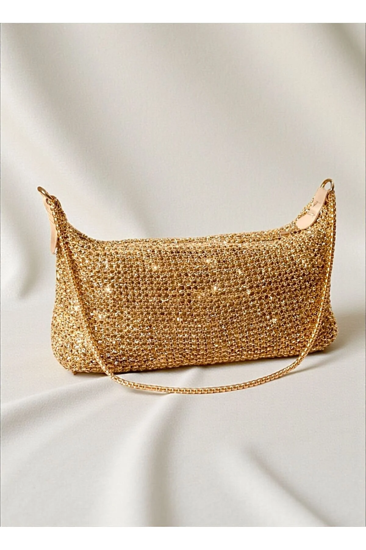 Katusa Women's Glittering Mesh Knitted Chain Hand and Shoulder Bag