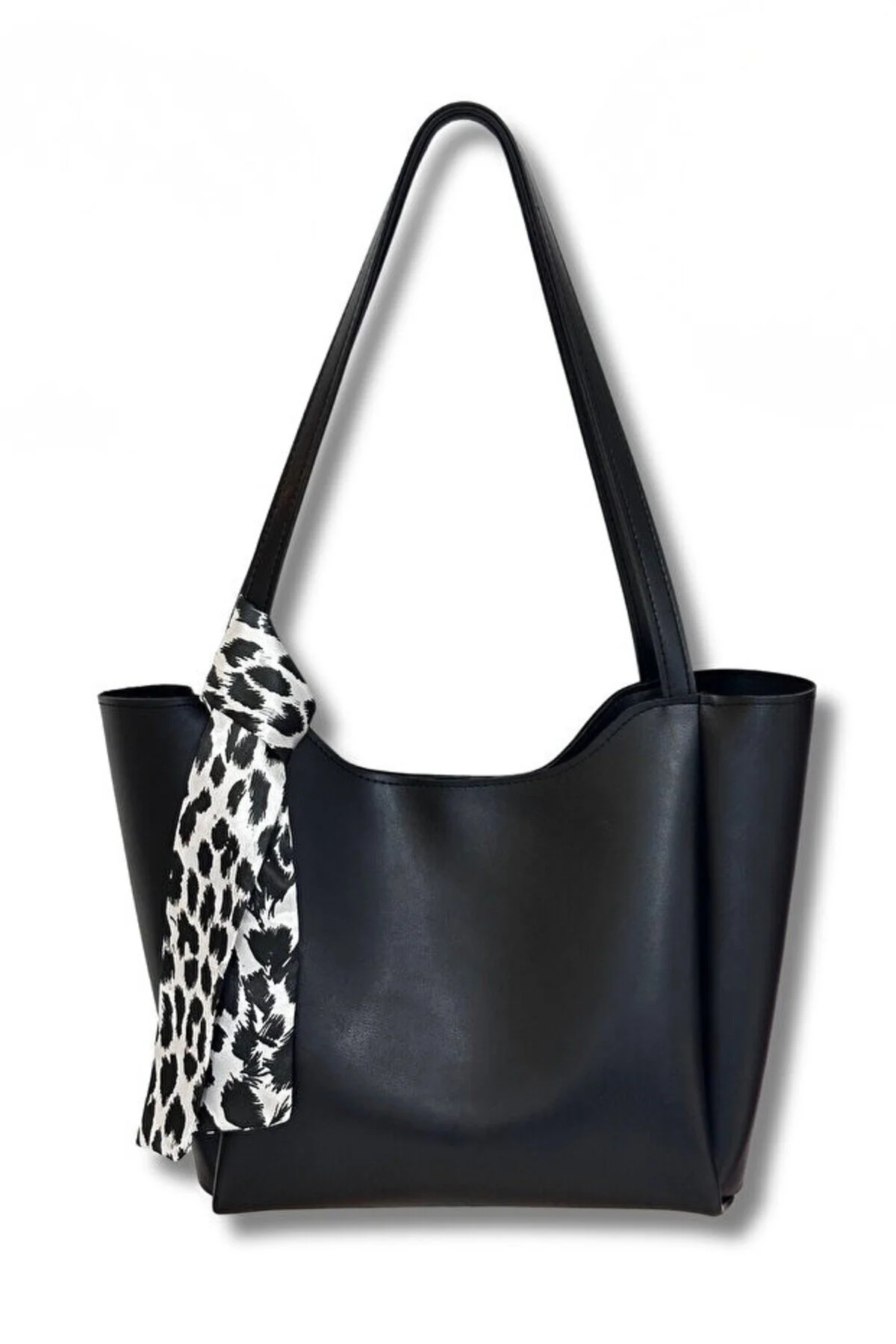MYSTOBAG Shopper Hand and Shoulder Bag with Scarf (Can Be Customized), Zipper and Snap Closure