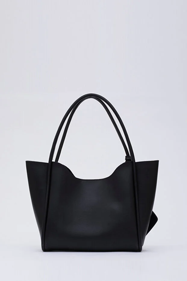 Shaka Black Shk108 Women's Hand and Shoulder Bag with Snap Fastener Faux Leather Wallet and Makeup Bag
