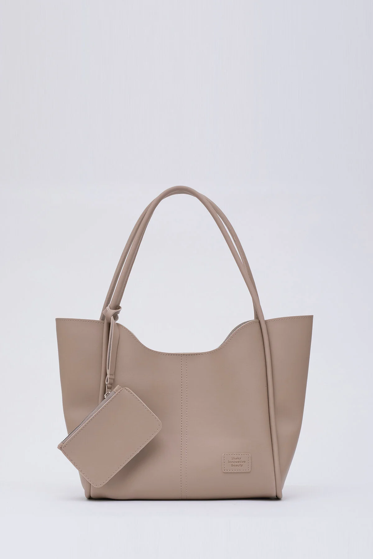 Shaka Mink Shk108 Women's Hand and Shoulder Bag with Snap Fastener Faux Leather Wallet and Makeup Bag