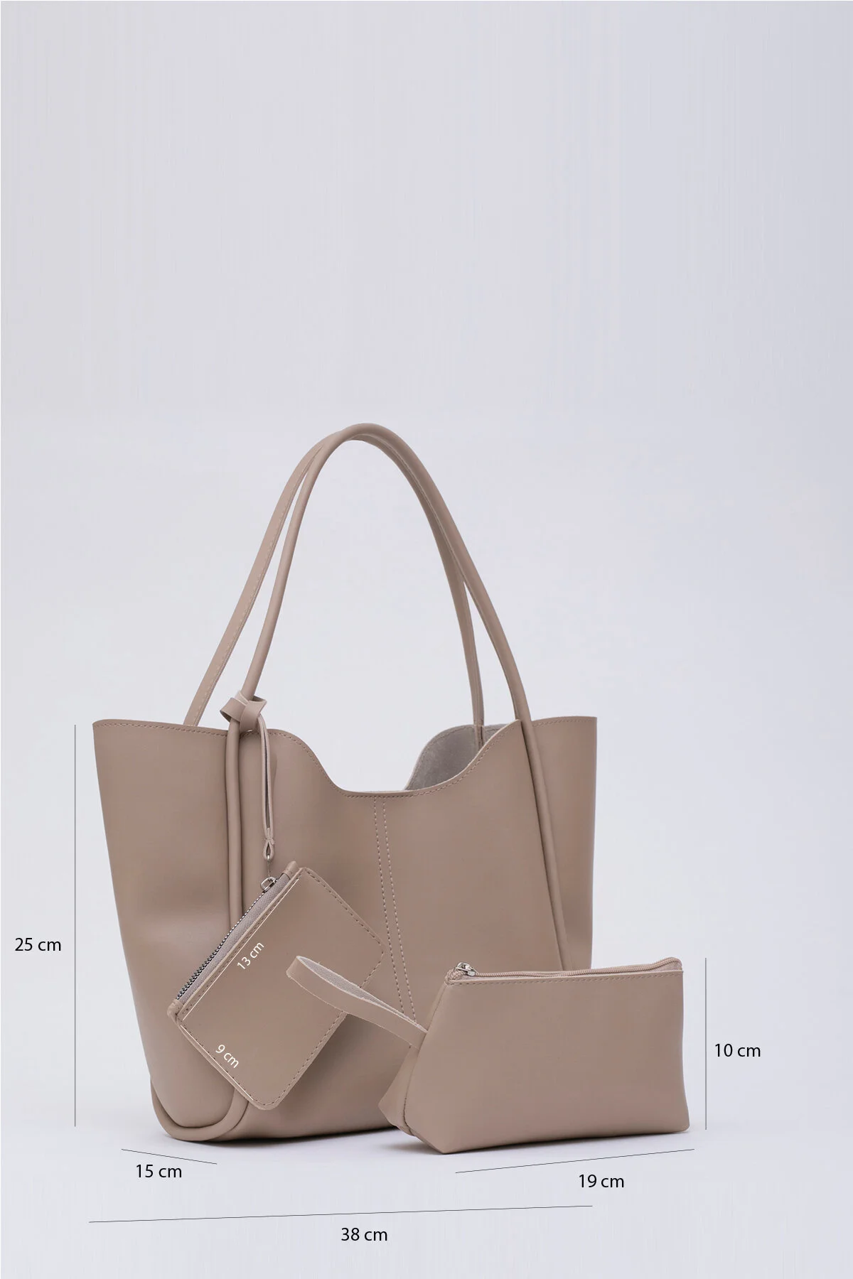 Shaka Mink Shk108 Women's Hand and Shoulder Bag with Snap Fastener Faux Leather Wallet and Makeup Bag