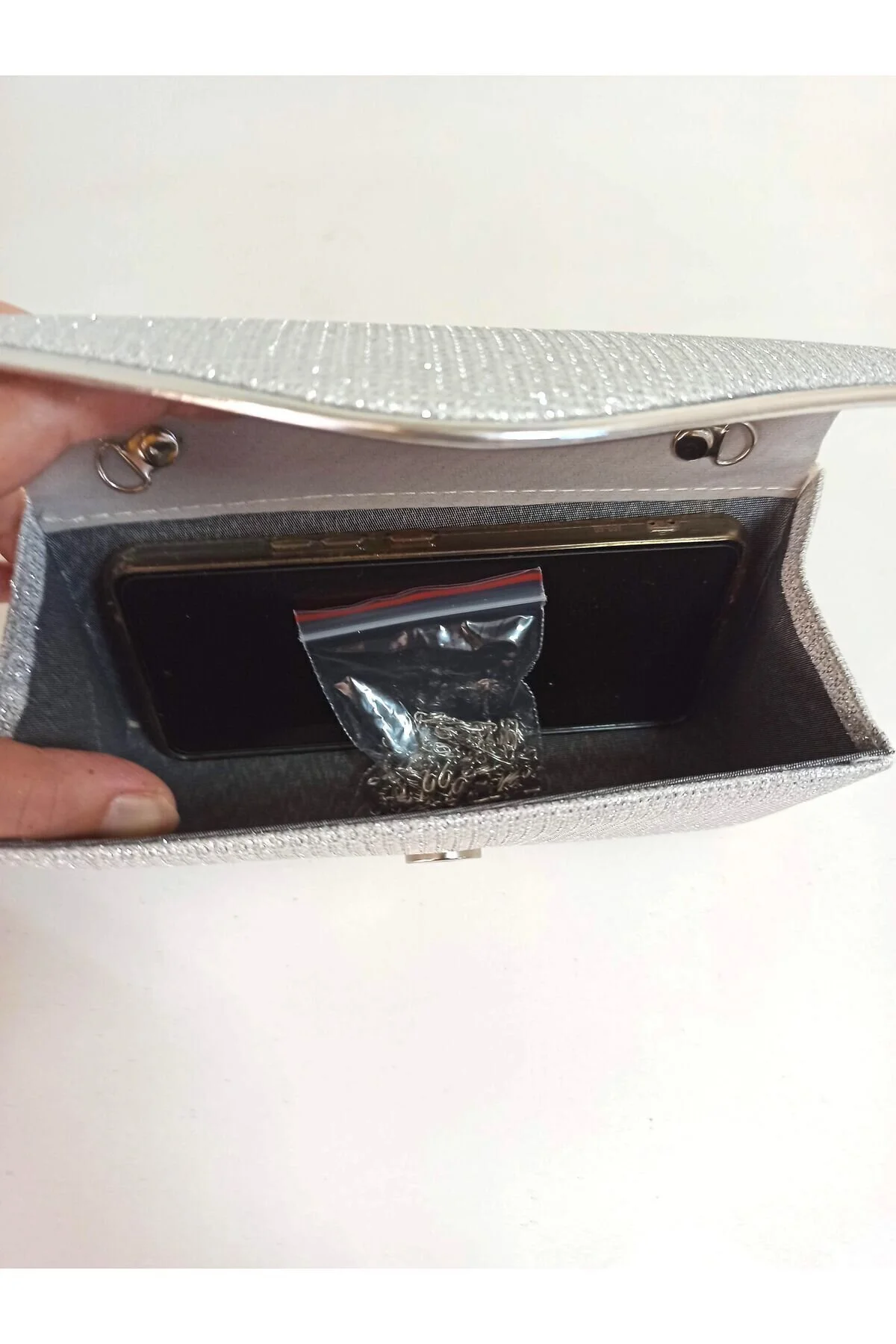dizaynbag Women's Silver Glitter Evening Dress Bag