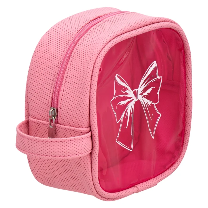 Eklips Ribbon Print Pink Makeup Bag