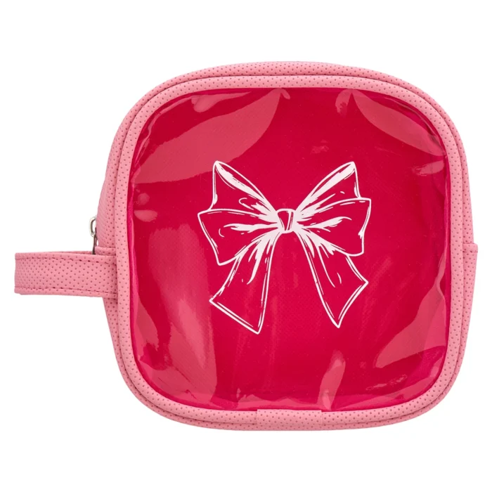 Eklips Ribbon Print Pink Makeup Bag
