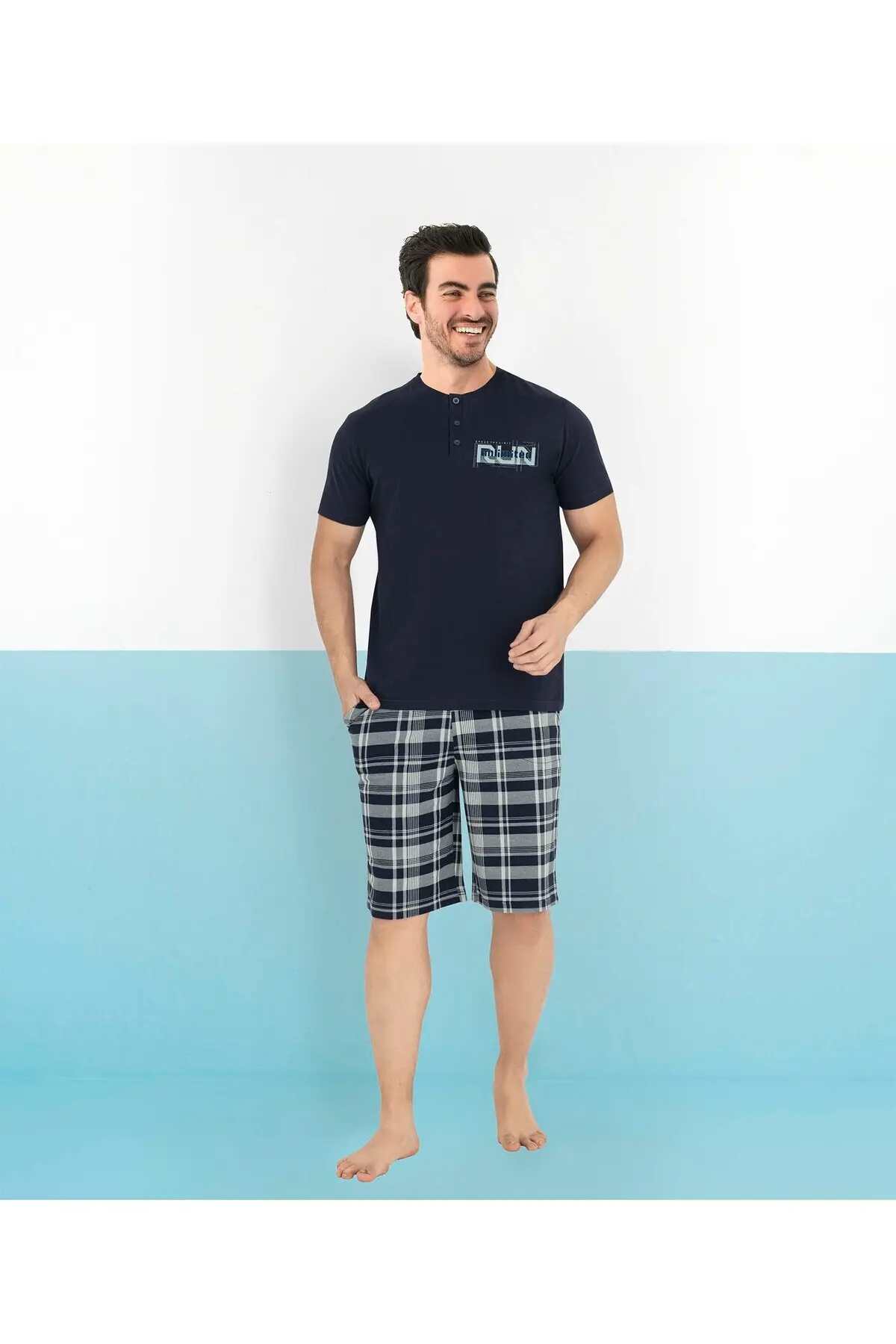 Adelaide Pajama Suit with Men's Shorts 100% Cotton